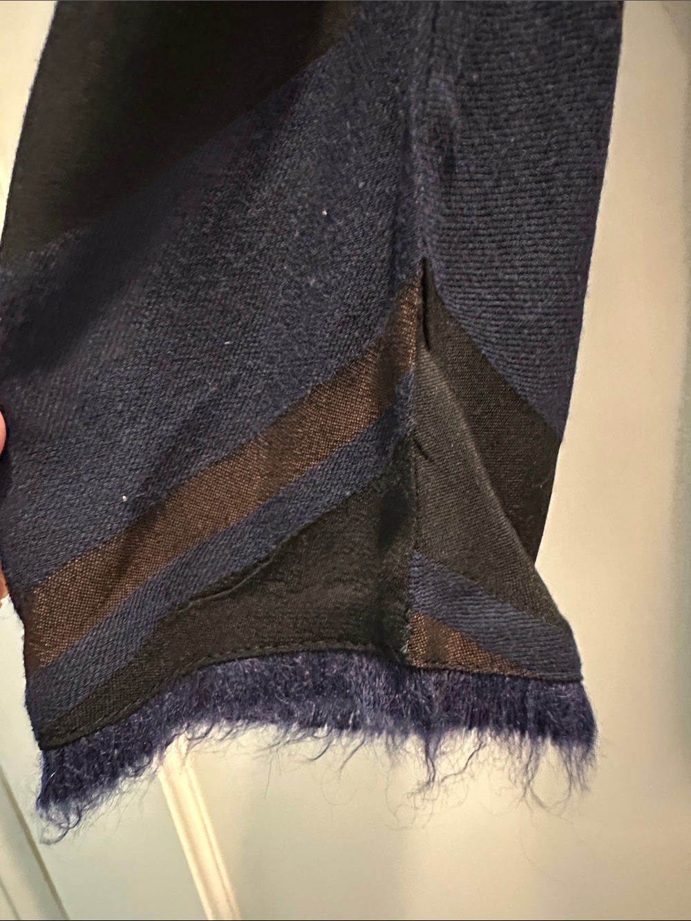 Striped Navy and Black Long-Sleeve Blouse - Picture 3 of 4